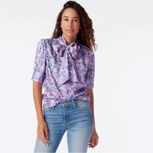 J. Crew Collection tie-neck top in Ratti lilac collage print
